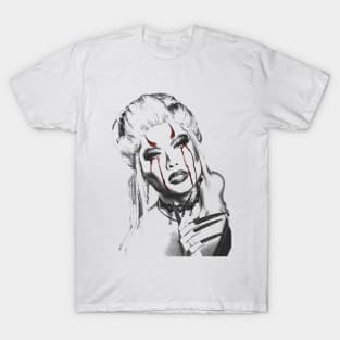 Devil girl aesthetic black and white T-Shirt